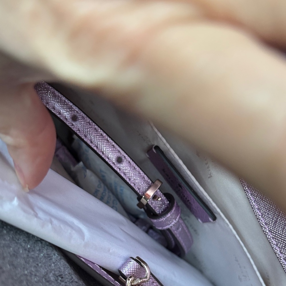 kate spade NWT Kenzie small Metallic Quartz Pink Convertinle Crossbody Clutch - Picture 14 of 16